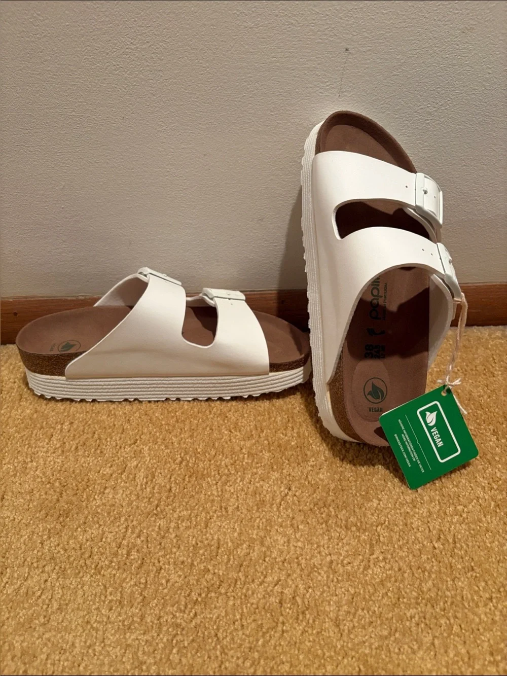 Papillio White Double-Buckle Slide Sandals - Picture 1 of 4